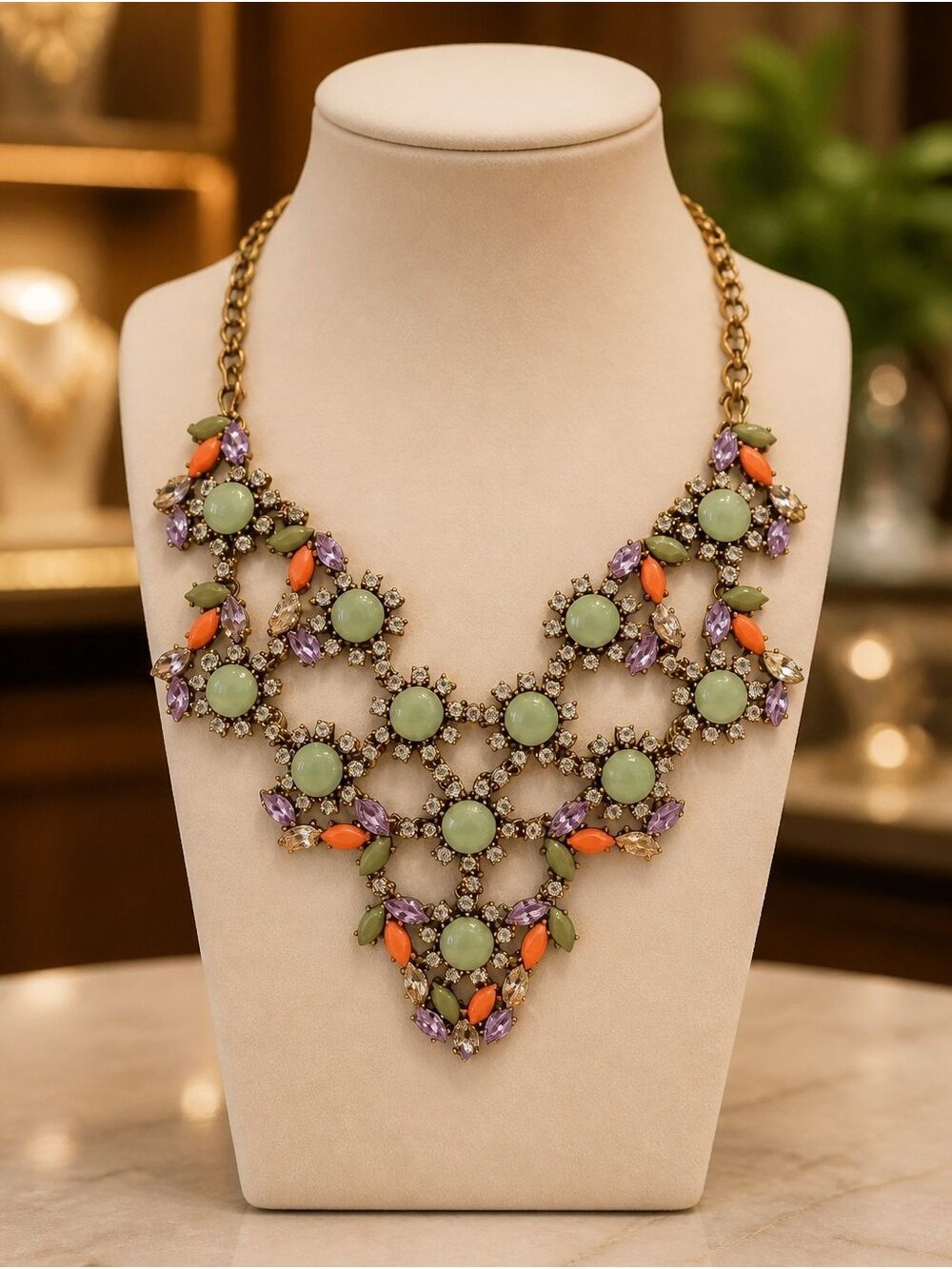 J.Crew Statement Necklace Rhinestone Bib Costume Jewelry‎